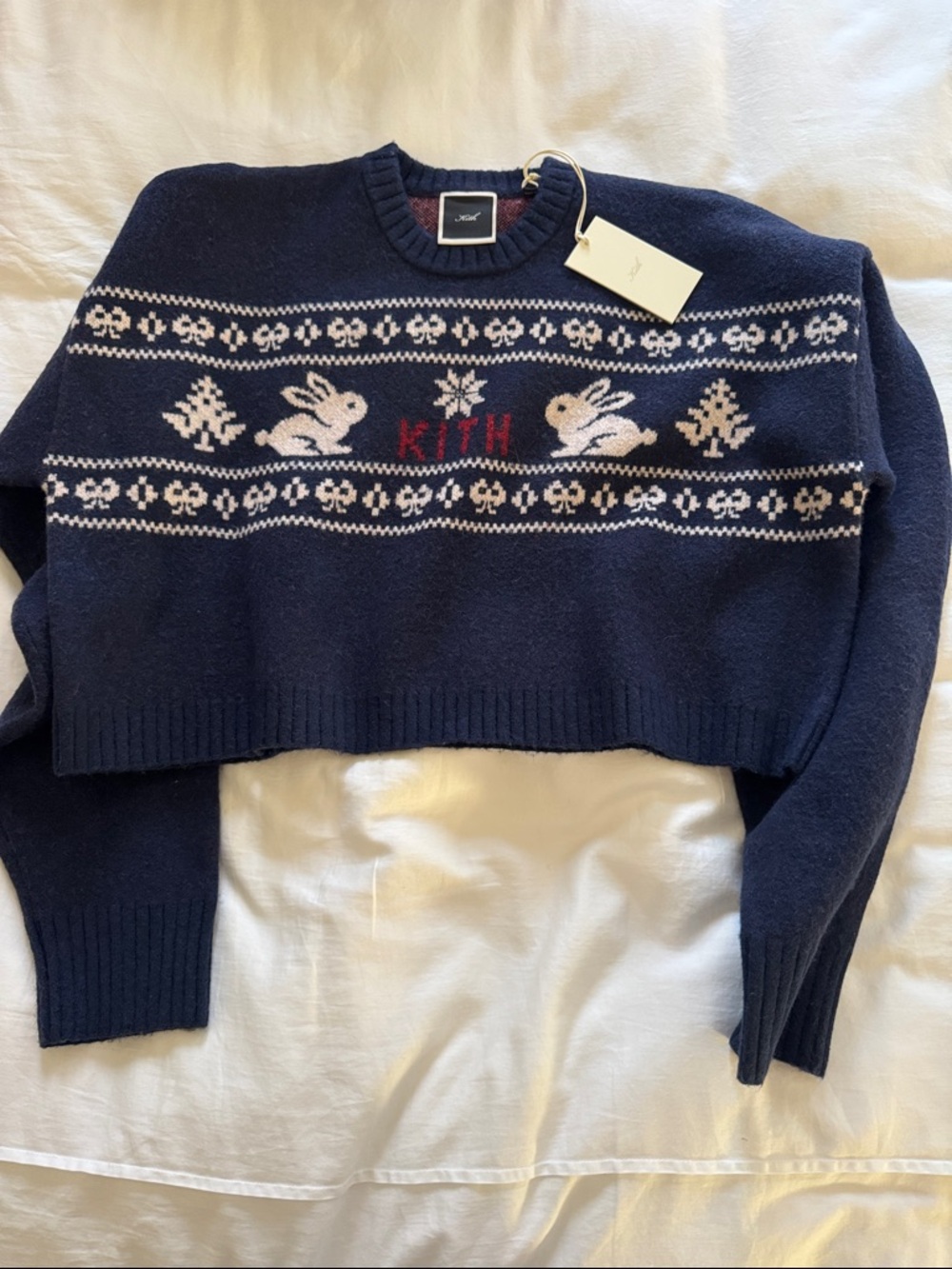 Kith Freja Cropped Bunny Sweater - Ink NWT